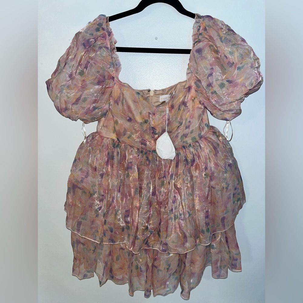 Puff sleeve puffy short dress